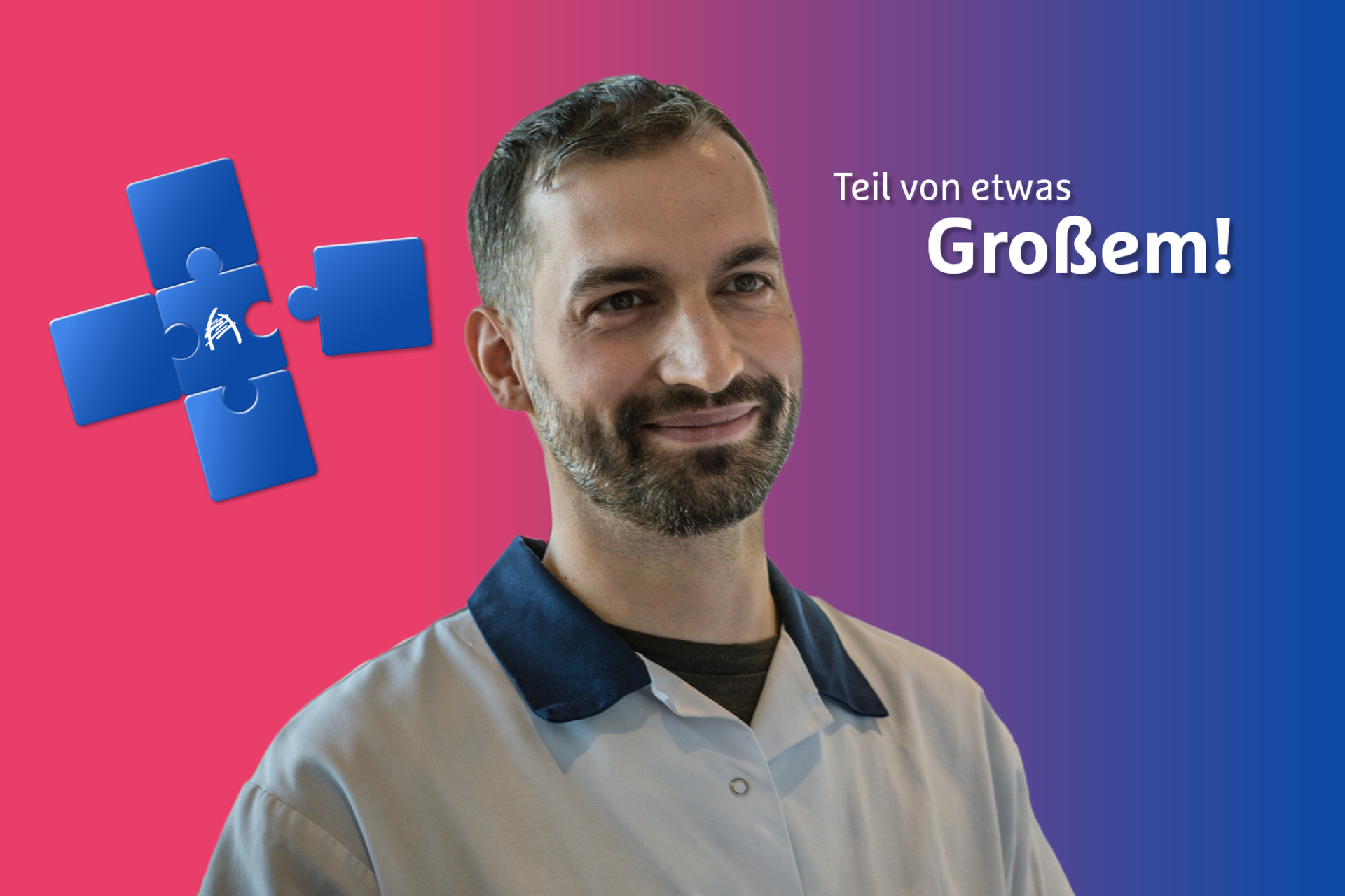 Männliche Pflegekraft als Teil von etwas Großem